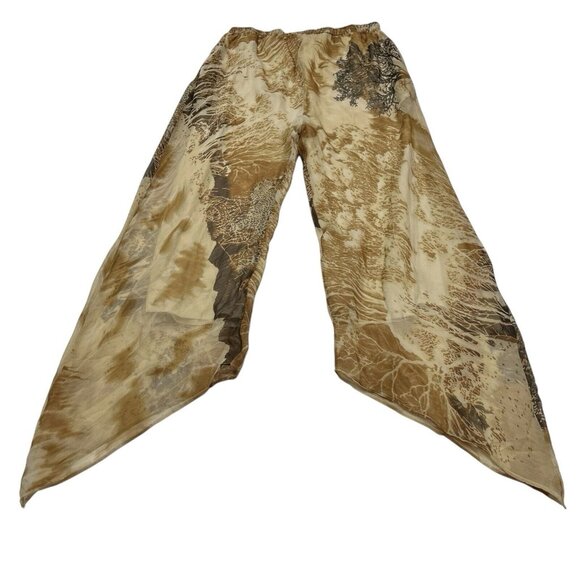 Molato Pants Womens‎ 1X Wide Leg Chiffon Overlay Lined Asymmetrical Nature Print - Picture 3 of 9